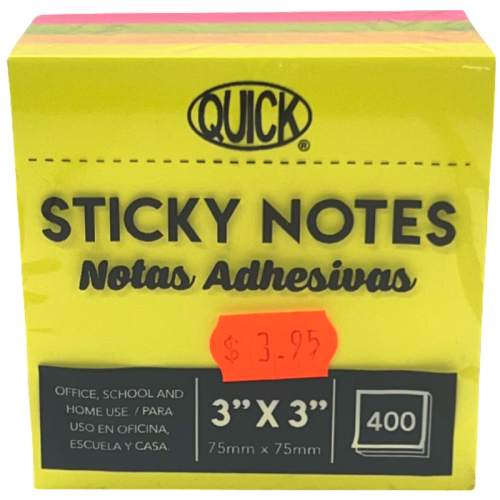 Sticky Notes 3x3 400 Hojas Colores Neon Surtidos