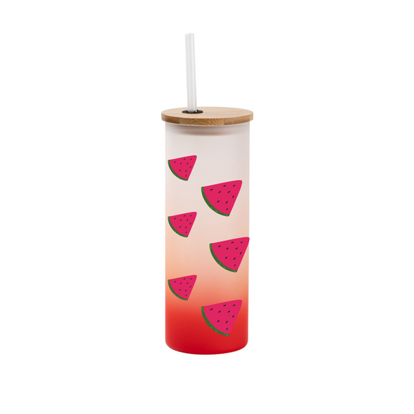 Red Frosted Straight Glass Tumbler