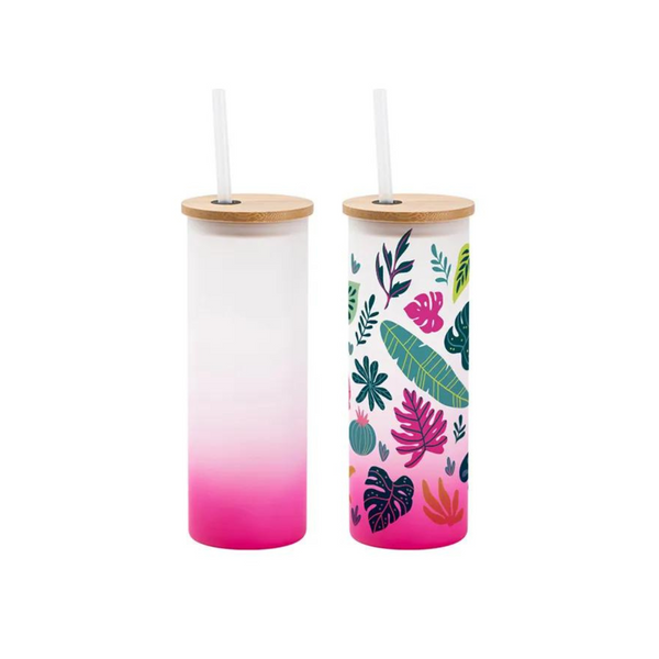 Pink Frosted Straight Glass Tumbler