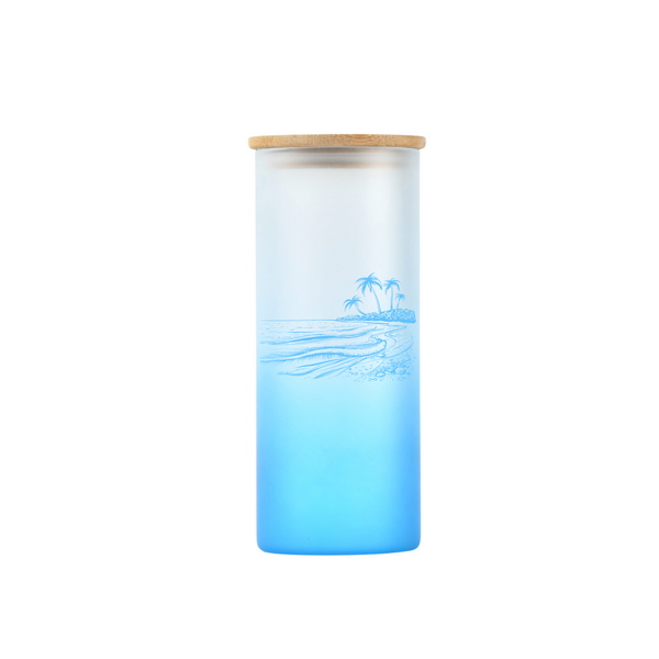 Blue Frosted Straight Glass Tumbler