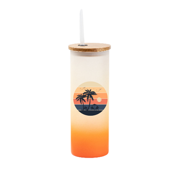 Orange Frosted Straight Glass Tumbler