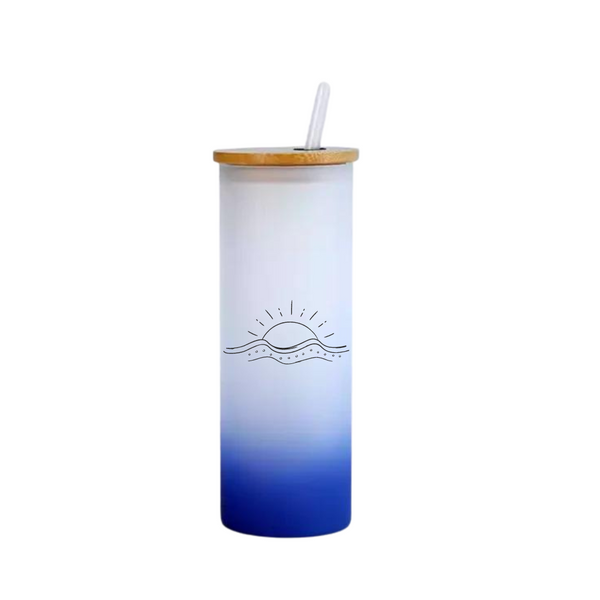 Dark Blue Frosted Straight Glass Tumbler