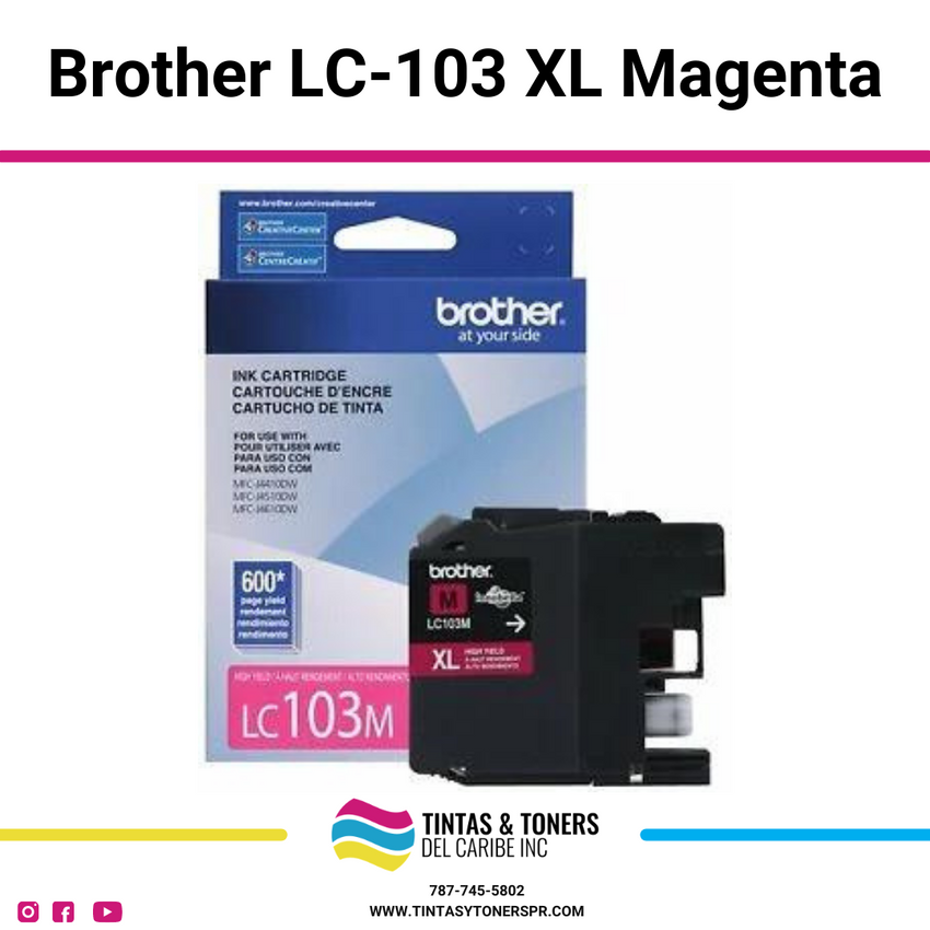 Cartucho de Tinta Original con: Brother LC-103 XL Magenta