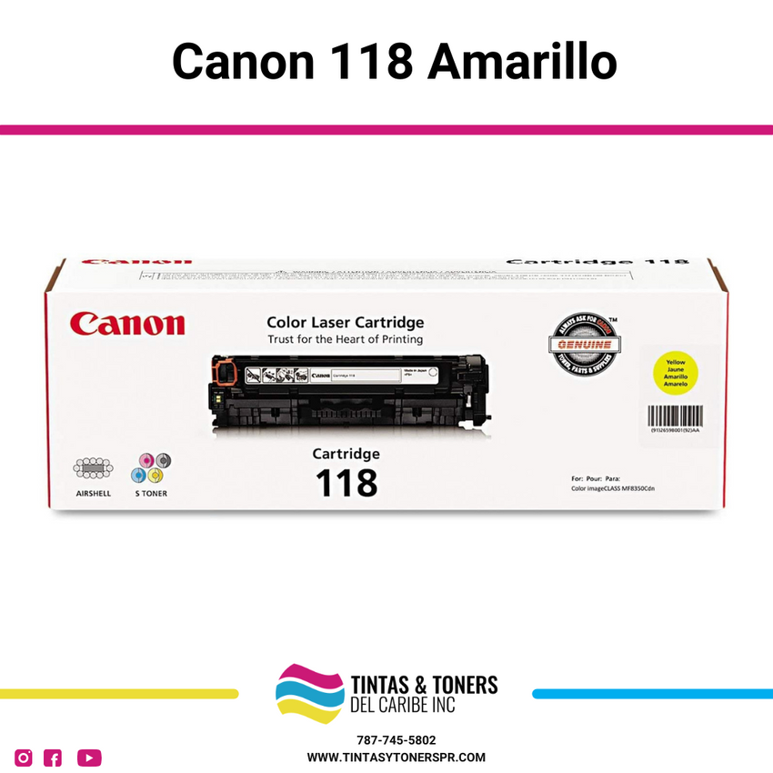 Cartucho de Toner Original / Compatible: Canon®-118A Amarillo