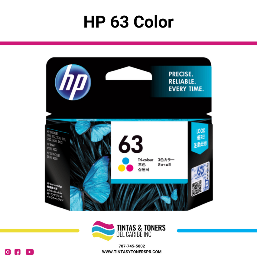 Cartucho de Tinta Original / Refill : HP 63 Color