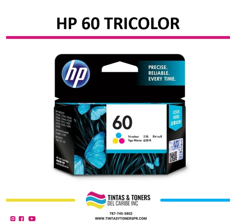 Cartucho de Tinta Original / Refill : HP 60 Tricolor