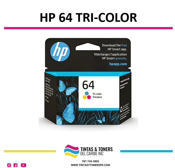Cartucho de Tinta Original / Refill : HP 64 Tri-color